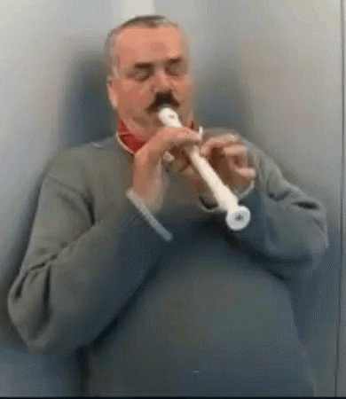 Gif d'un Monsieur très concentré qui joue du pipeau. 