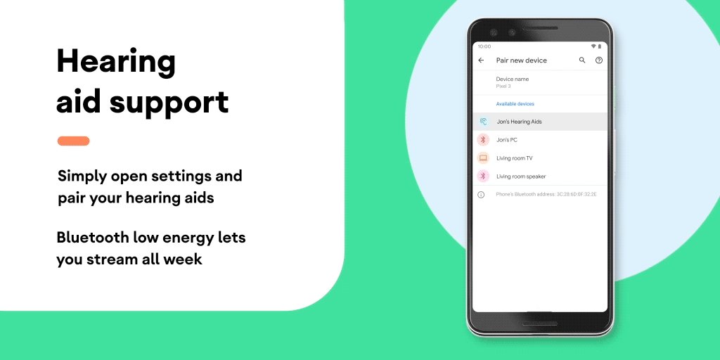 Clearer 🔊, fewer steps. #Android10 now has built-in support for hearing aids.