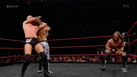 The #GrizzledYoungVeterans are NOT messing around in this one.#NXTUK @ZackGibson01 @JamesDrake_GYT