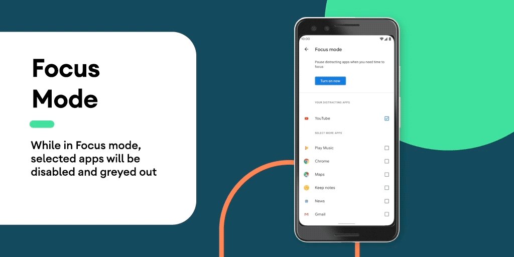 Goodbye distractions, 👋 Focus mode. Temporarily pause apps with just a tap on #Android10.