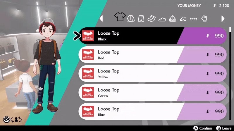 Preview of the early game customization options for the male player in Sword and Shield.