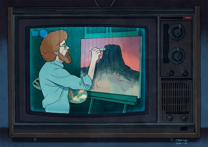 Yesterday was Bob Ross birthday and I want to share this happy little thing I did a few years ago. 