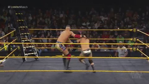 .......boom. 😳#WWENXT #LadderMatch @AdamColePro @DijakovicWWE