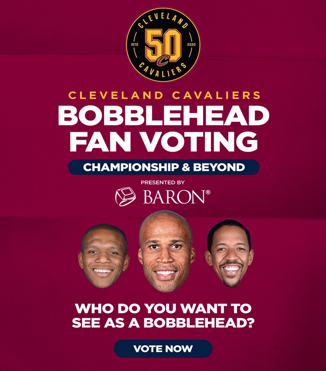 YOU'RE ON THE CLOCK.⏰
Today is the LAST DAY to vote for our "Championship Era & Beyond" bobblehead, presented by @BaronRings.
VOTE NOW: http://on.nba.com/33rKToo
#Cavs50