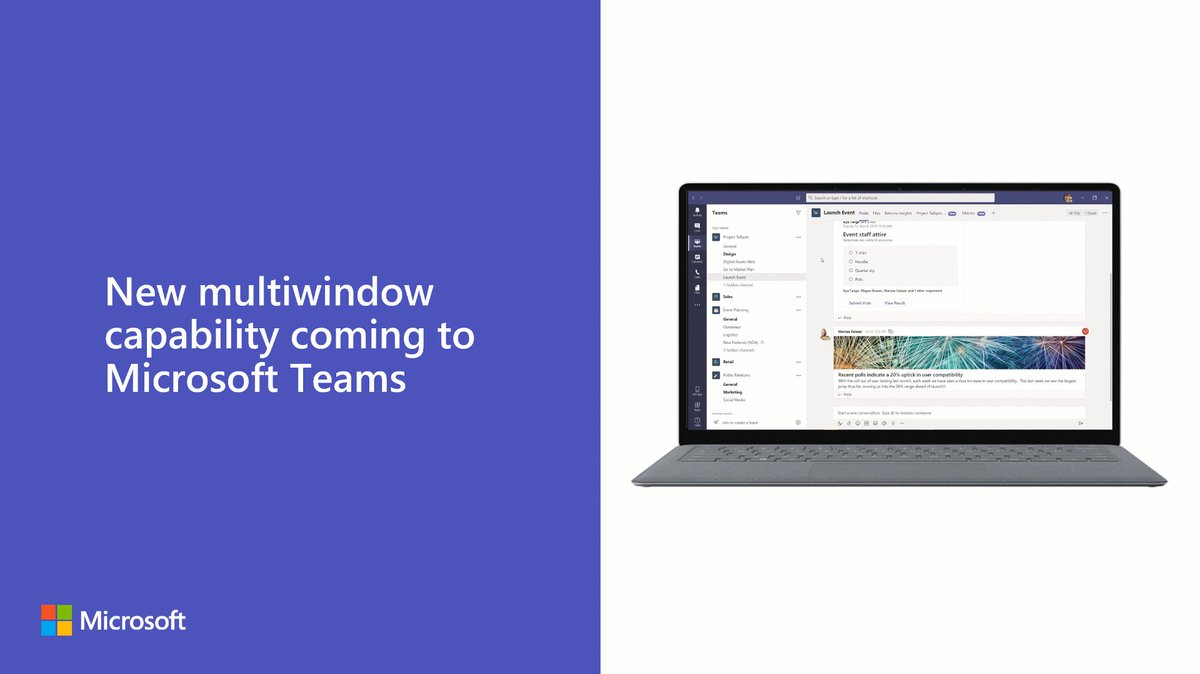 How excited are you for the new multiwindow capabilities coming to #MicrosoftTeams early next year? http://msft.social/OoHMC5