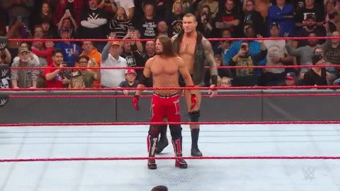 Congratulations, @AJStylesOrg.Your victory prize tonight is...an #RKOOuttaNowhere!#RAW @RandyOrton