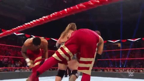 The #VikingRaiders' @Ivar_WWE stays shocking us.#RAW #TagTeamTitles