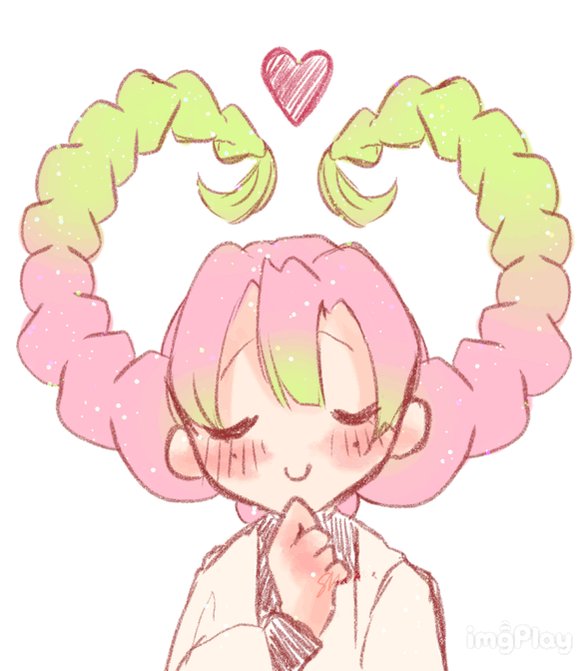 栞鳳‎/skeb募集中さんがTwitterに投稿した甘露寺蜜璃(鬼滅の刃)のイラスト。