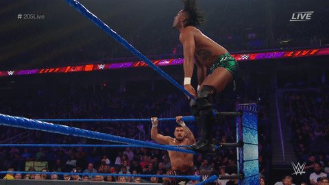 ".RaulMendozaWWE is picking up the pace against swerveconfident on #205Live! "