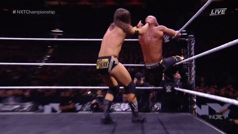 The champ isn't holding back 😬😬😬😬😬😬😬#NXTTakeOver #NXTChampionship @AdamColePro