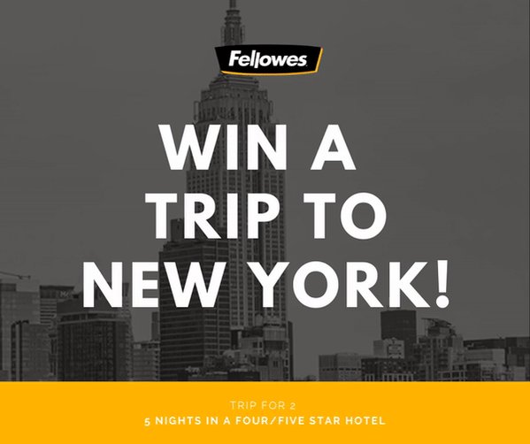📢 Stand a chance to WIN a trip for two to #NYC! 🗽🍎
✌ 2 x People
🌚 5/6 Days
⭐️ 4 or 5 Star Hotel
✈️ Flights incl.
.
How To Enter:
1️⃣ ORDER your Fellowes machine 👉http://bit.ly/NYtripCashback
2️⃣ GO TO http://www.fellowes-promotion.com
3️⃣ COMPLETE the claim form online
.
#NewYork #giveaway