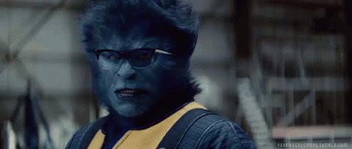 Gif com o Fera, dos X-Men, suspirando. Para quem não conhece o personagem, é uma espécie de lobisomem azul.