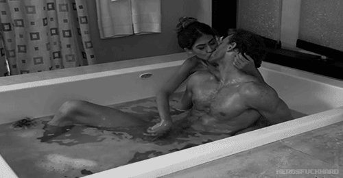 Cute shower bending makeout