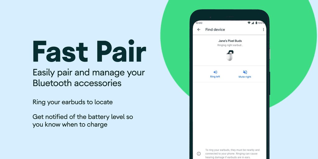 Fast Pair is making your bluetooth experience easier than ever. Enjoy new features that can help you locate misplaced earbuds and more. Rolling out on #Android: https://t.co/P8EtAdTiBc https://t.co/U3V4CpN4il