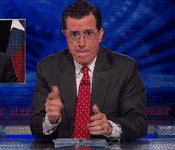 stephen colbert finger guns GIF