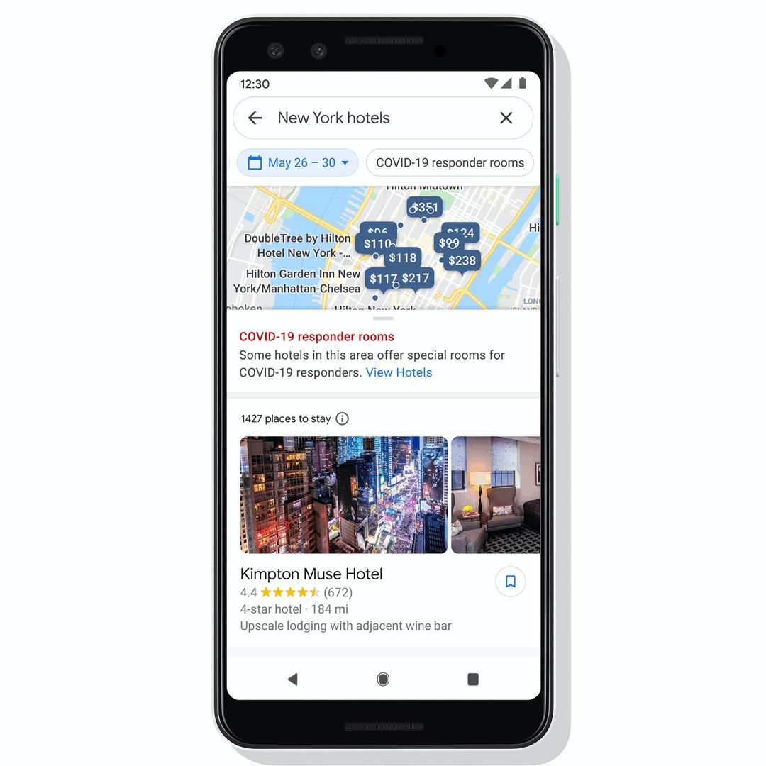 "Reducing the risk of bringing something home to my family has made a huge difference in my peace of mind.”
Google Search and @GoogleMaps are making it easier for frontline, medical and essential workers to find hotels offering special accommodations → https://t.co/R8SSJDLSRL https://t.co/MMxjY1LtDx
