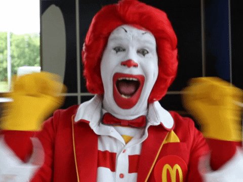 happy ronald mcdonald GIF b...