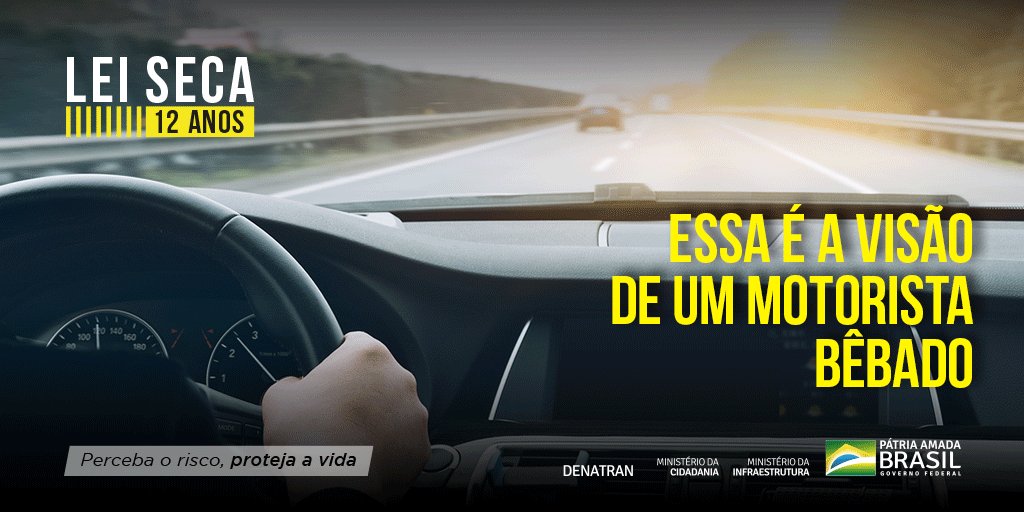 Segundo a OMS, dirigir após o consumo de bebidas alcoólicas é um dos principais fatores para a ocorrência de mortes e lesões no trânsito. Confira na imagem a visão de um motorista embriagado e veja o quão vulnerável o condutor se torna quando mistura álcool e direção. https://t.co/3dl91yVp5Y