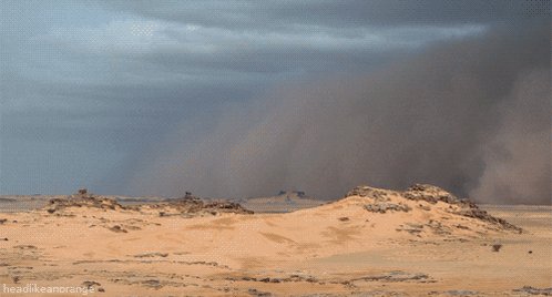 Gif de um deserto com uma nuvem de poeira.