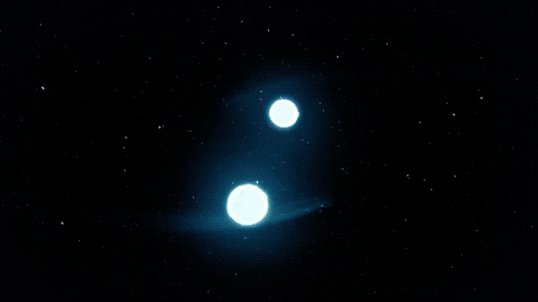 This is an animation of two neutron stars colliding and a ki