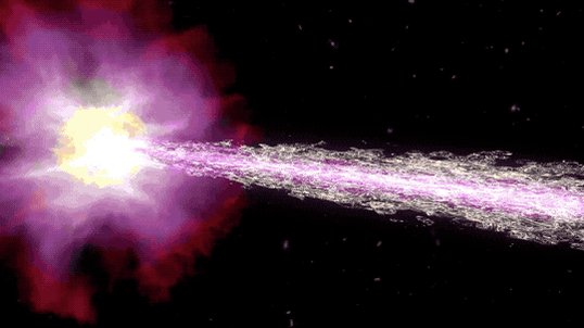 Gamma rays being released following a massive explosion.