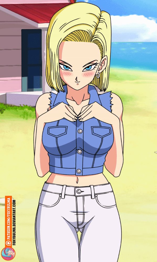 Android 18 flashing her boobs :3. GIF. 