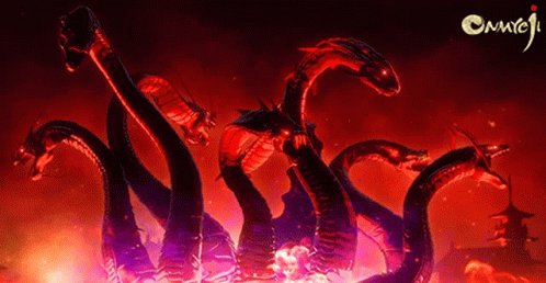 uma hydra enorme, com 8 cab...