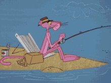 Fishing Pink Panther GIF