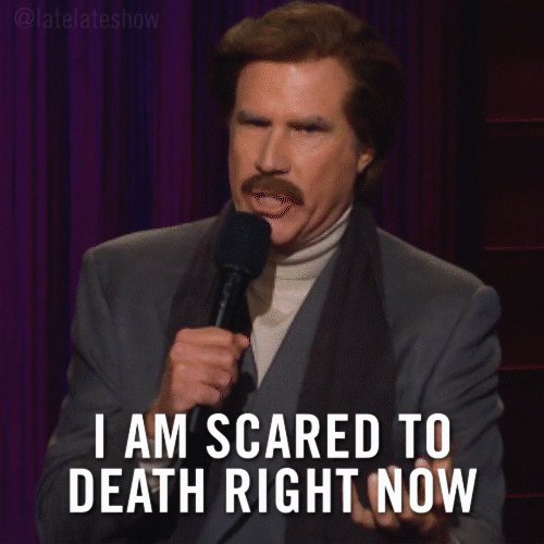 Scared Ron Burgundy GIF by The Late Late Show with James Cor