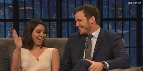 Aubrey Plaza And Chris Pratt High Five GIF