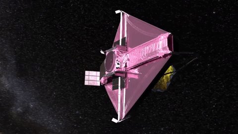 An artist's rendering of the James Webb Space Telescope in flight in space