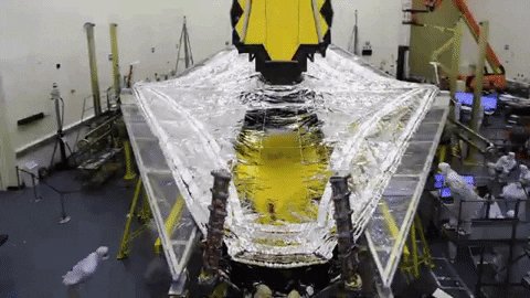 Timelapse of the Webb telescope's sunshield being stretched 