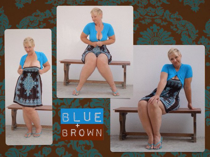 🍀blue+brown: Big BOOTY Short Skirt

sizzle in a blue and brown dress and shrug. She's outside again and