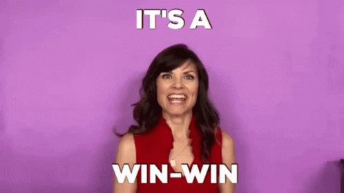 A GIF of a person saying "It's a win-win" while sm