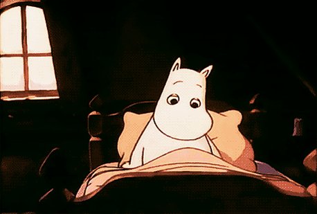 Moomin stretching and yawni...