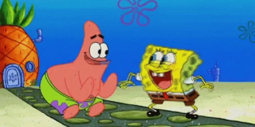 From Spongebob Squarepants - a pink starfish (Patrick) and a