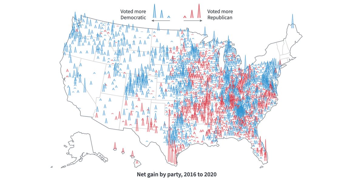 Joe Biden captured the U.S. presidency by winning several states won by Donald Trump in 2016. See where each candidate improved on their party's performance from the last election. https://t.co/bWNlyAmq2A https://t.co/R973p1A22r