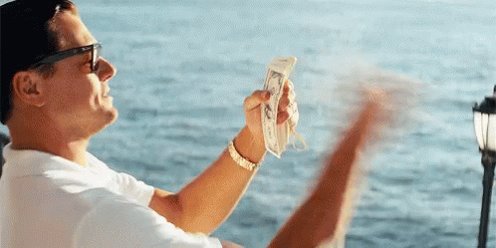 Throwing Cash Wolf On Wall Street GIF