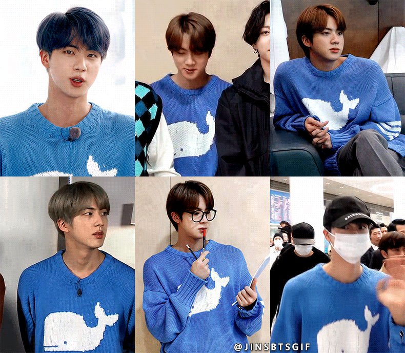 BTS Jin-Inspired Blue Whale Sweater – unnielooks