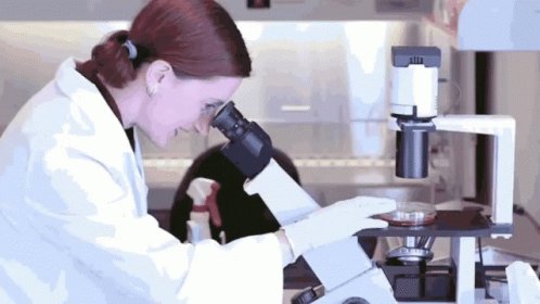 Scientist Looking Through Microscope GIF