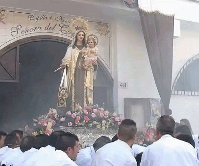 Llueven Pétalos Para La Virgen Del Carmen GIF