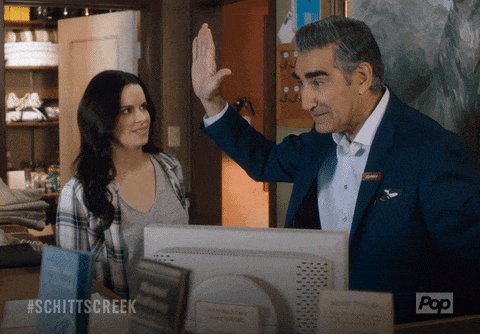 high five eugene levy GIF by Schitt's Creek