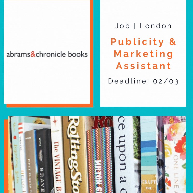 Calling all book lovers!📚
Leading publishing brand @AbramsChronicle are on the hunt for a Publicity & Marketing Assistant. Want to help run media campaigns? Want to gain essential publishing experience? Then apply by 02/03.
➡️https://t.co/QTxOma7x7q
#CAOPPS https://t.co/qwq2WwQN7f