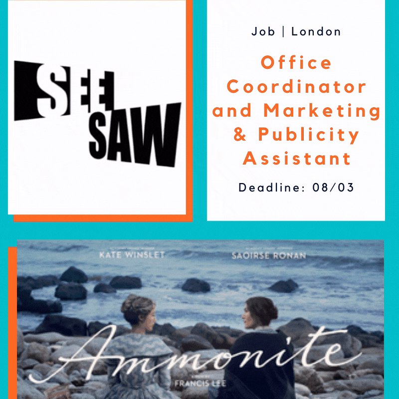 Film lovers!🎬✨
We have an exciting job for you: Office Coordinator and Marketing & Publicity Assistant with @TheAcademy award-winning production company @see_saw_films. Do you have a ❤️ for film & tv? Highly organised? Then apply by 08/03.
https://t.co/gCPt2f4zCP
#CAOPPS https://t.co/l2zkxh0Xfx