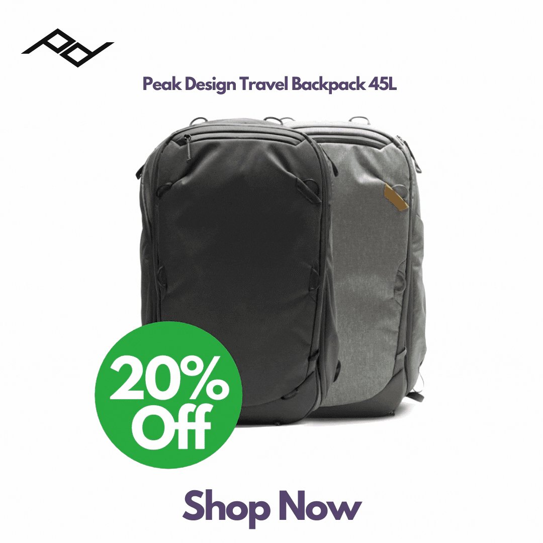 Save 20% Off Peak Design Travel Backpack 45L.
Its huge 45L capacity and thoughtfully placed access points are designed with complete travel convenience in mind.
Buy Now! https://t.co/he4CyX3qyG
@peakdesignltd #peakdesign #sales #photo #photography #videography #travel https://t.co/0f12K62pDM