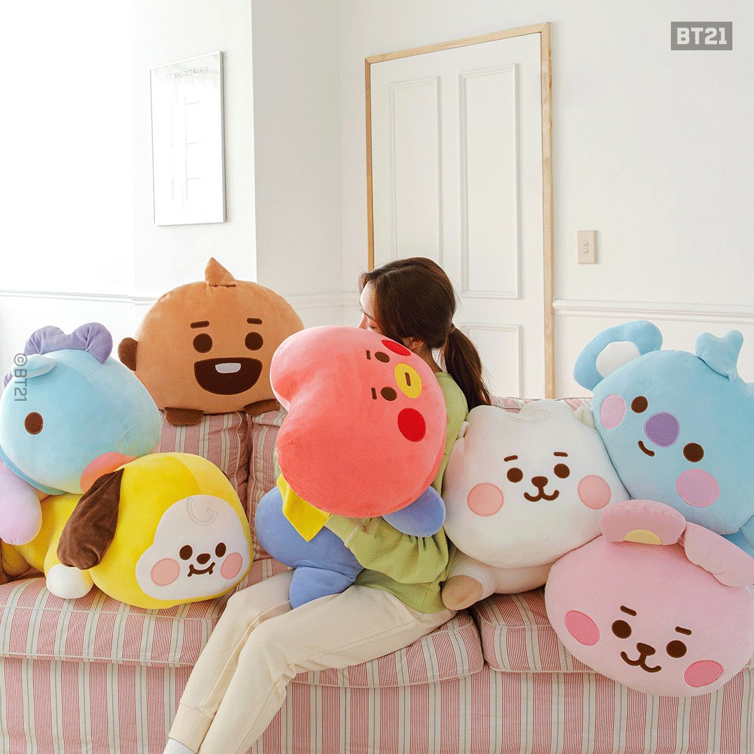 BTS テヒョン テテ BT21 TATA 寝そべりピロークッション ぬいぐるみ