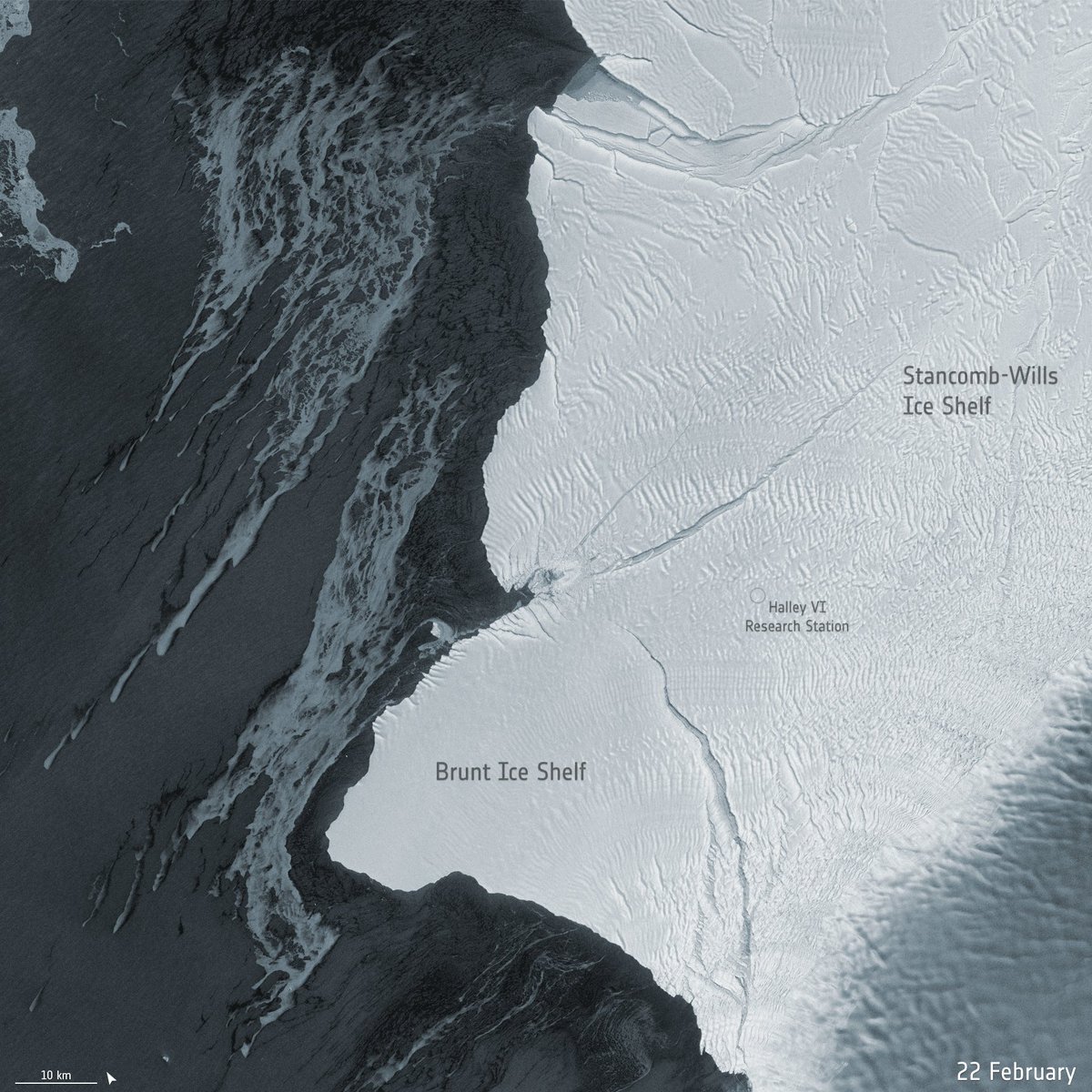Breaking free!
As this animation created with @CopernicusEU #Sentinel1 images shows, a 1270 sq km iceberg broke off from the northern section of Antarctica’s Brunt Ice Shelf on Friday 26th February. This calving event was forecasted a few weeks ago.
➡️https://t.co/zsNbVXZV38 https://t.co/neQbQSgU1f