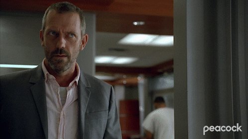 Scene from the TV show house. Leader character Dr. House sco