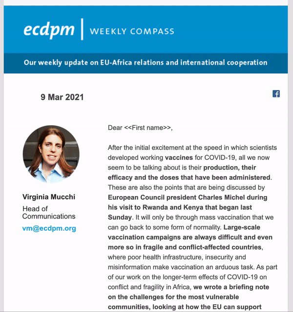 Our Weekly Compass is in your inbox 📬
This week:
💉 #COVID19 vaccines for Africa's fragile regions
🌍 A new pathway to #silencingtheguns in Africa
😷 One year on from #COVID19
♀️ Gender and international cooperation
Not subscribed yet?
👉https://t.co/w19vMJ0S2F https://t.co/ND7OEVBEPh