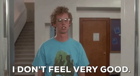 GIF of Napoleon Dynamite, depicted with short curly hair, an